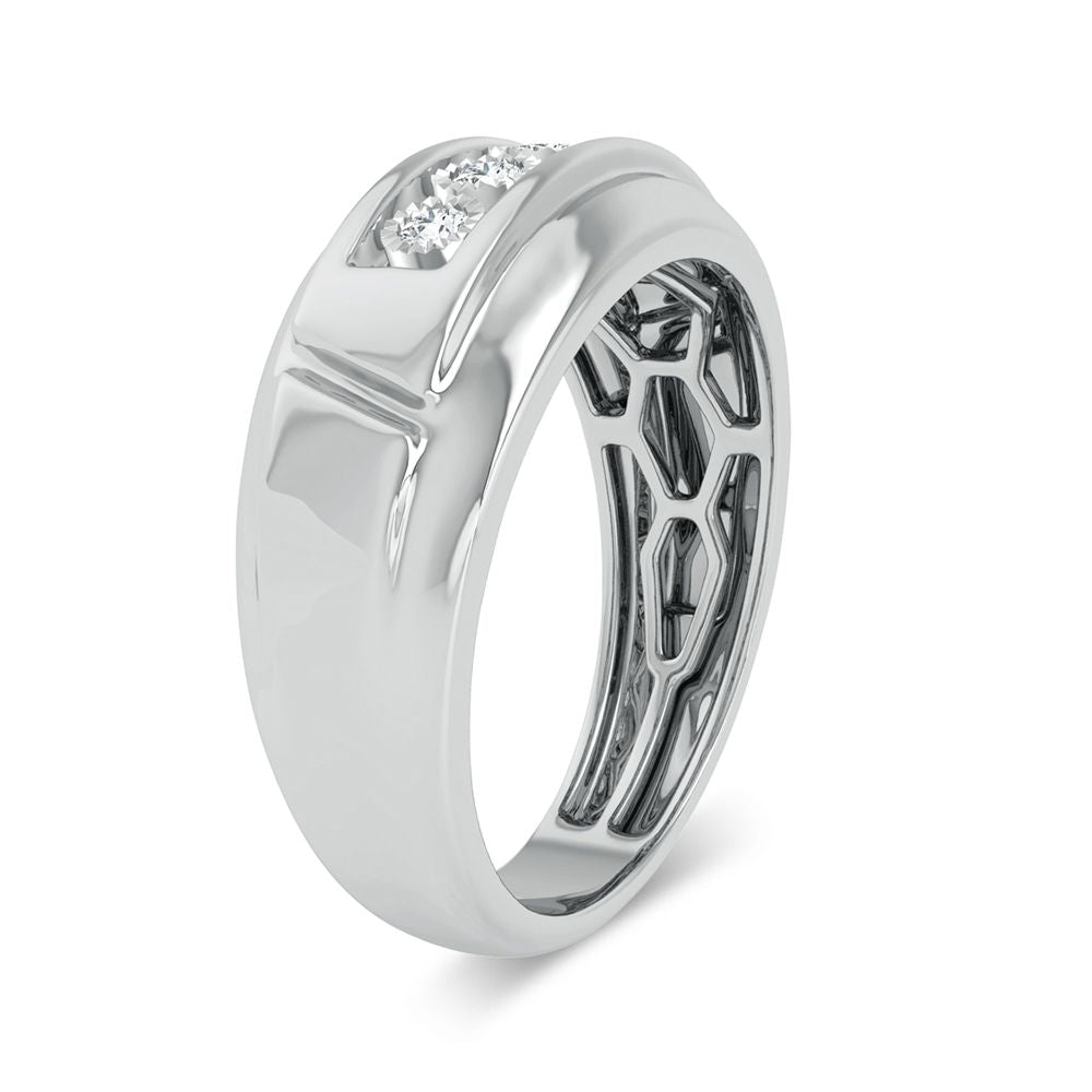 10K White Gold Lab Diamond Mens Statement Ring