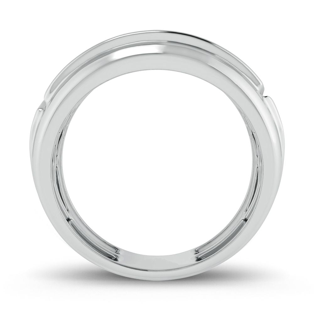10K White Gold Lab Diamond Mens Statement Ring