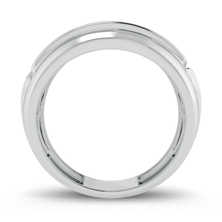10K White Gold Lab Diamond Mens Statement Ring