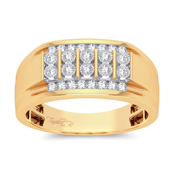 10K Yellow Gold Mens Lab Diamond Statement Ring