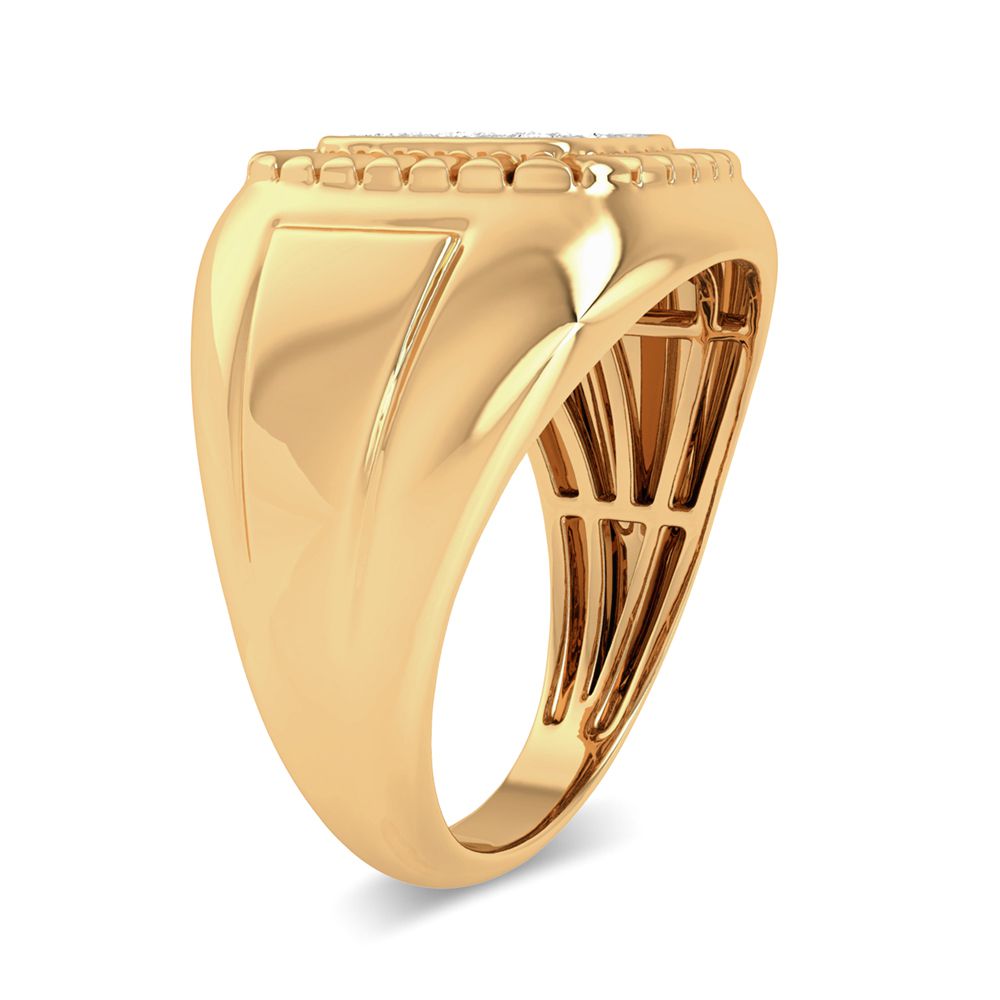 10K Yellow Gold Lab Diamond Mens Statement Ring