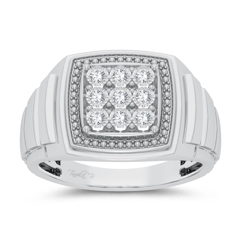 Modern 10K White Gold 0.20ct Lab Diamond Mens Ring