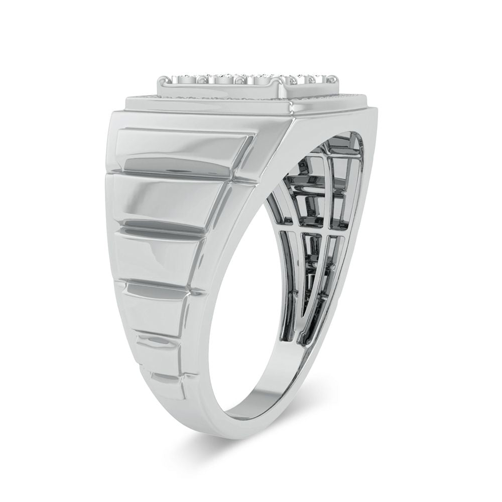 Modern 10K White Gold 0.20ct Lab Diamond Mens Ring