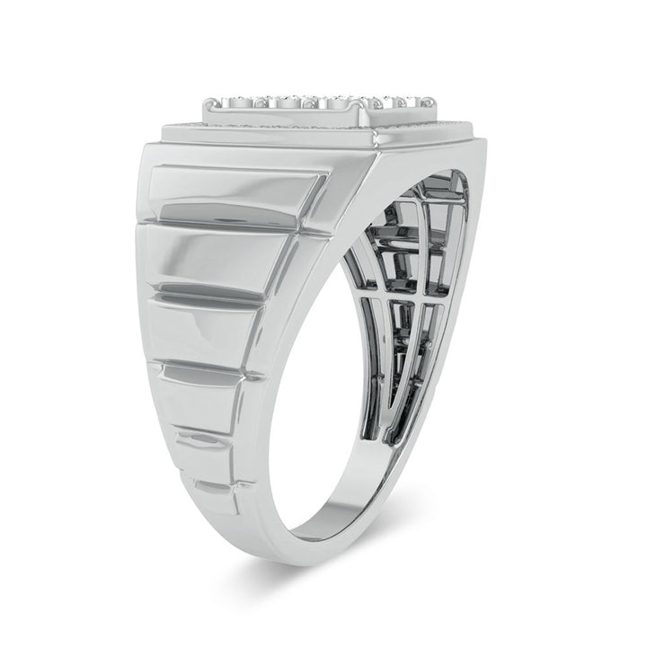 Modern 10K White Gold 0.20ct Lab Diamond Mens Ring