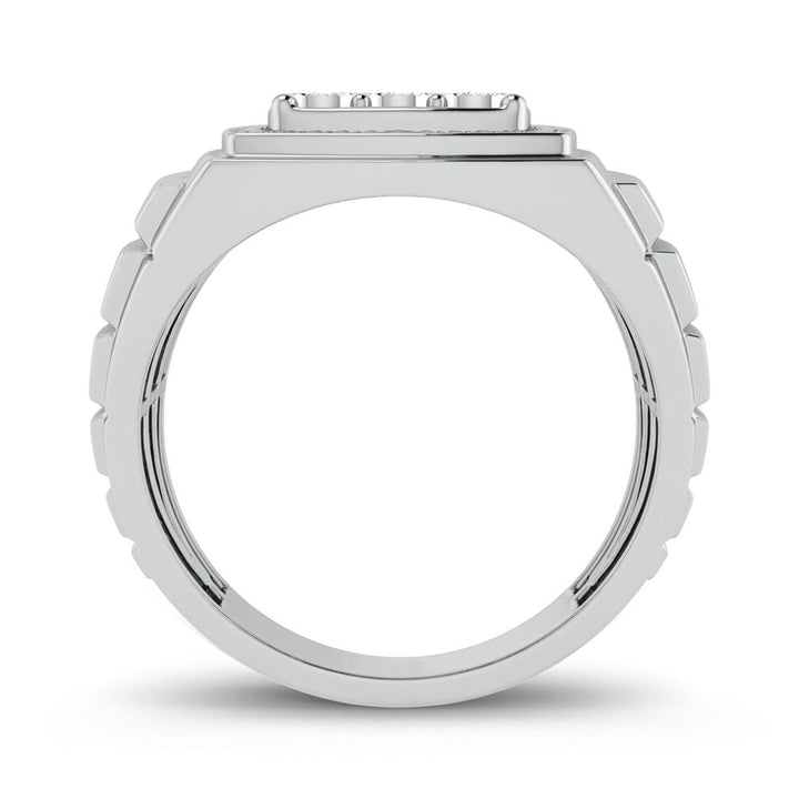 Modern 10K White Gold 0.20ct Lab Diamond Mens Ring