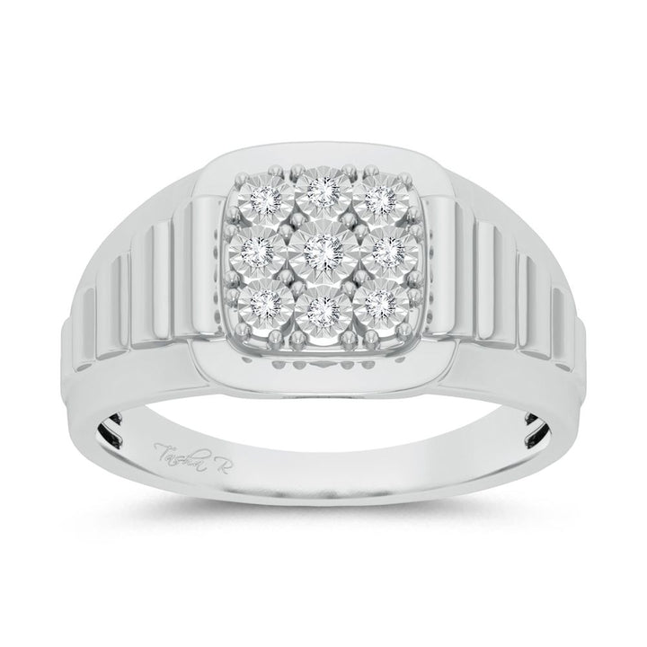 10K White Gold Lab Diamond Mens Sleek Band Ring