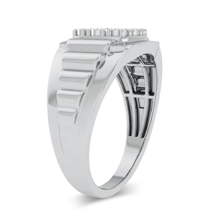 10K White Gold Lab Diamond Mens Sleek Band Ring