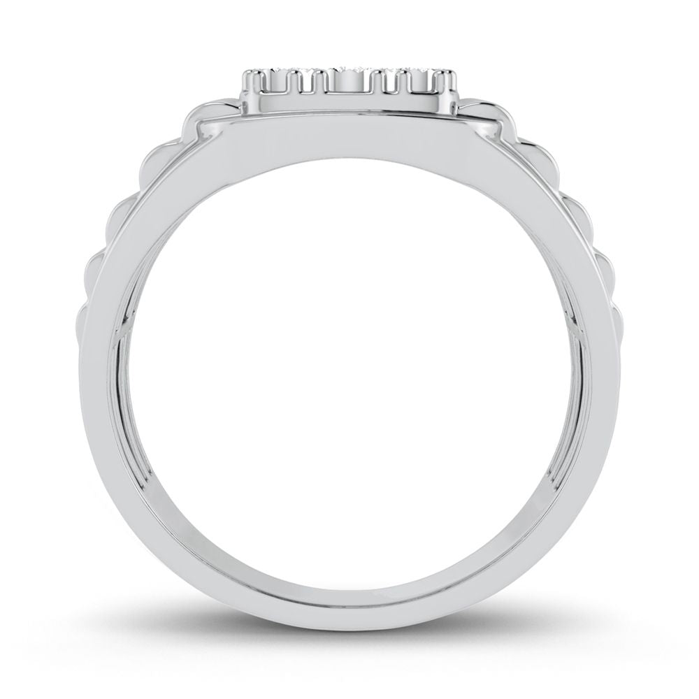 10K White Gold Lab Diamond Mens Sleek Band Ring