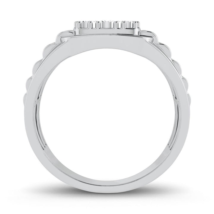 10K White Gold Lab Diamond Mens Sleek Band Ring