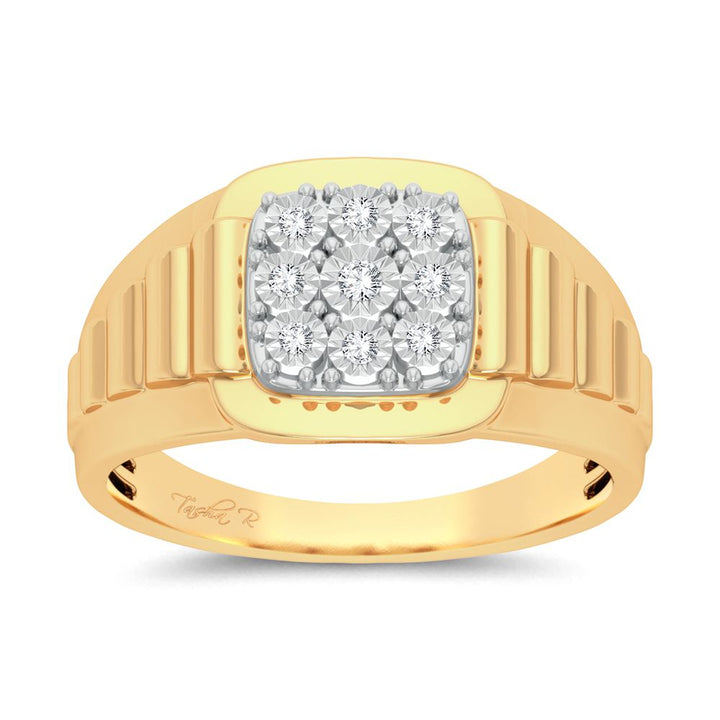 10K Yellow Gold Mens Lab Diamond Masculine Band Ring