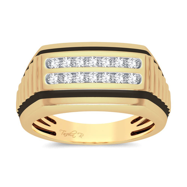 10K Yellow Gold Mens Lab Diamond Statement Ring