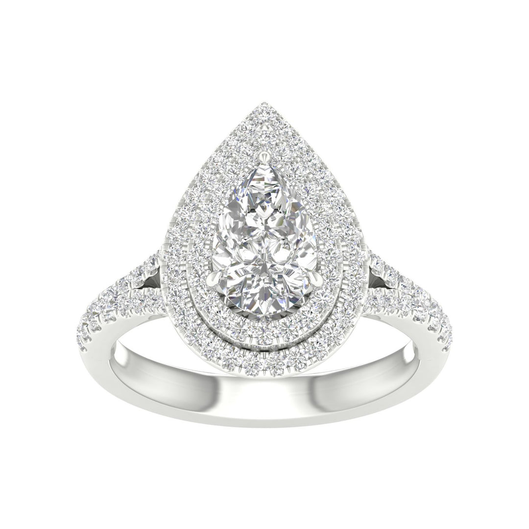Brilliant 14K White Gold 2CT Lab Diamond Engagement Ring
