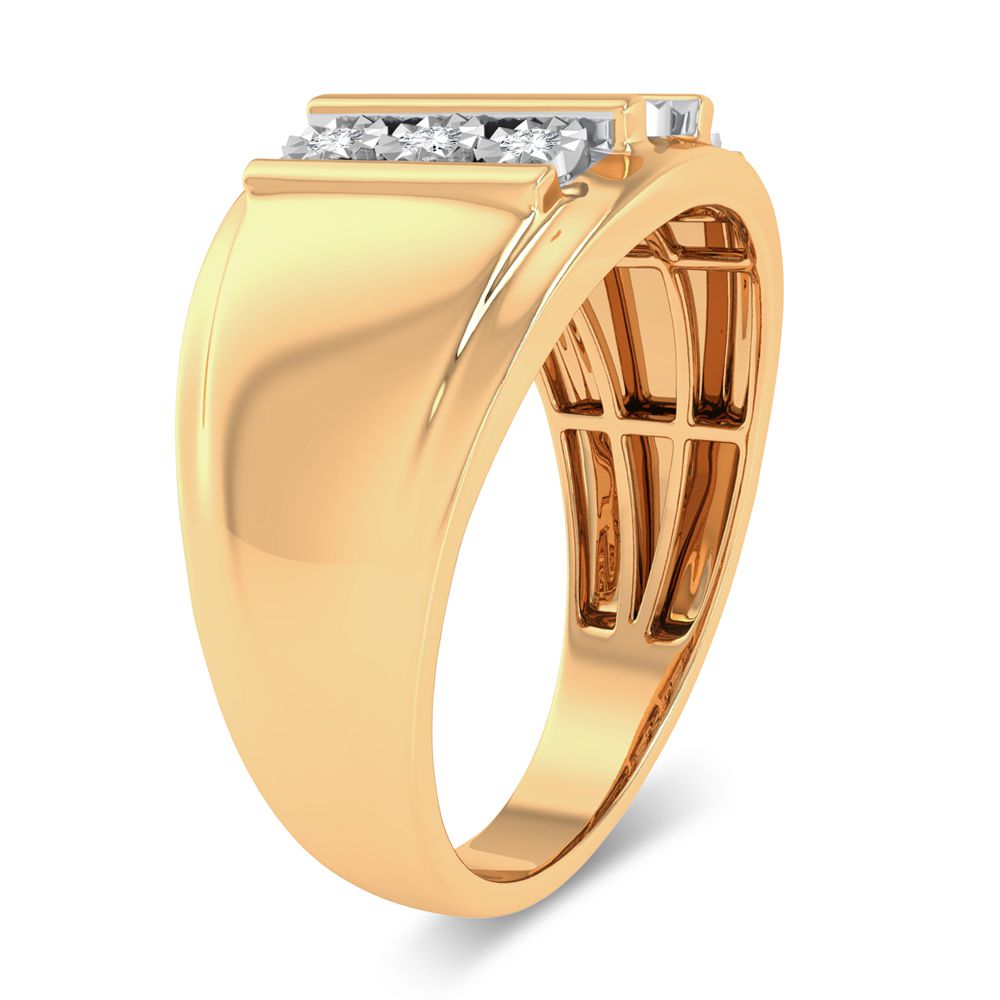 Bold 10K Gold 0.20ct Lab Diamond Mens Wedding Band