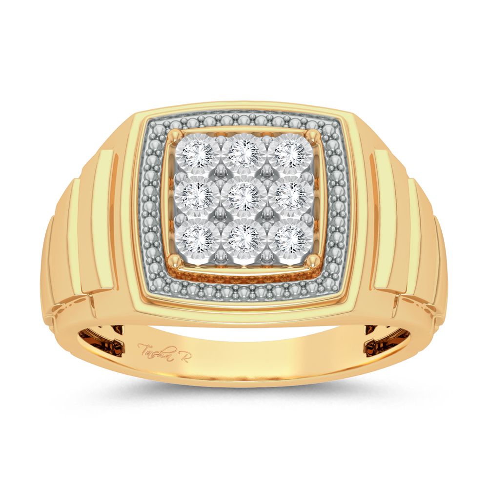 10K Yellow Gold Lab Diamond Mens Statement Ring