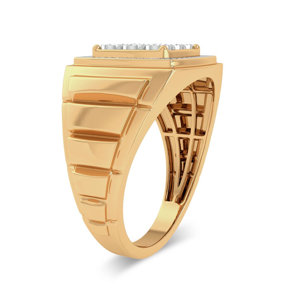 10K Yellow Gold Lab Diamond Mens Statement Ring