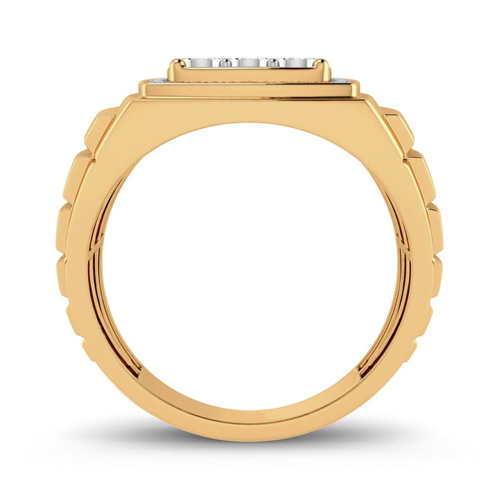 10K Yellow Gold Lab Diamond Mens Statement Ring