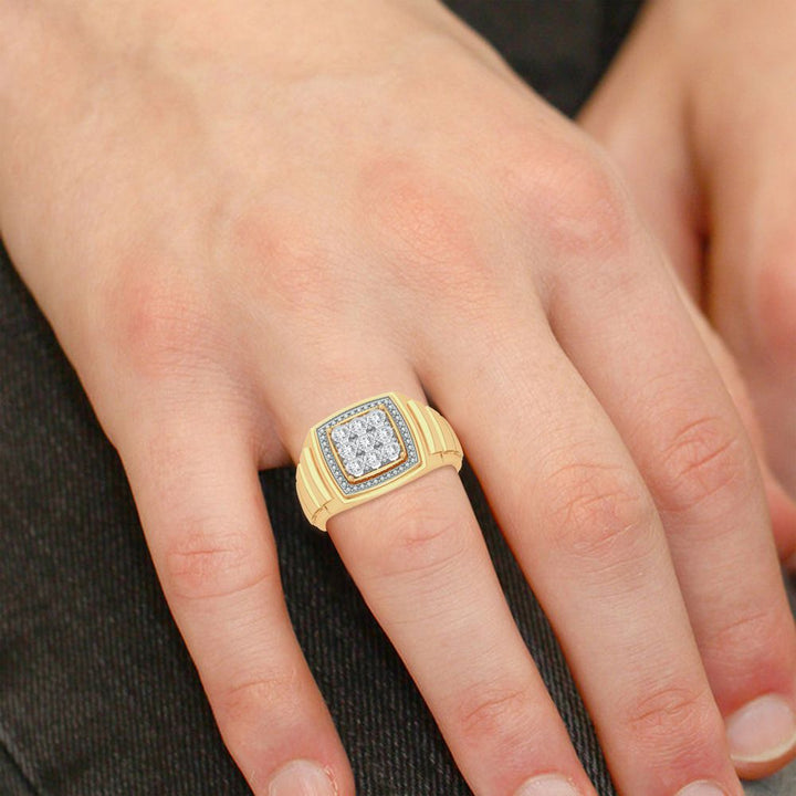 10K Yellow Gold Lab Diamond Mens Statement Ring