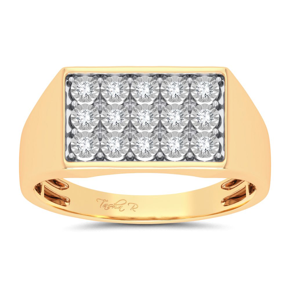 Bold 10K Gold 0.20ct Lab Diamond Mens Wedding Band