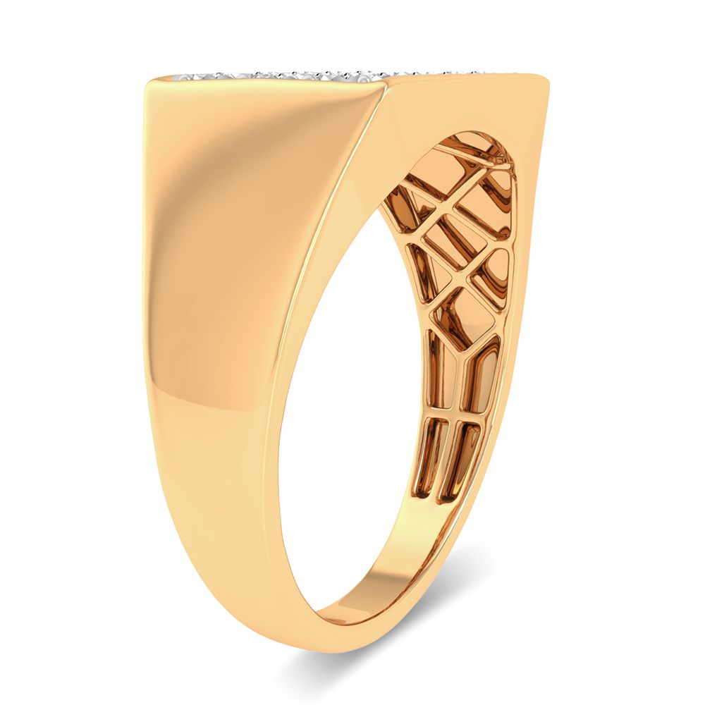 Bold 10K Gold 0.20ct Lab Diamond Mens Wedding Band