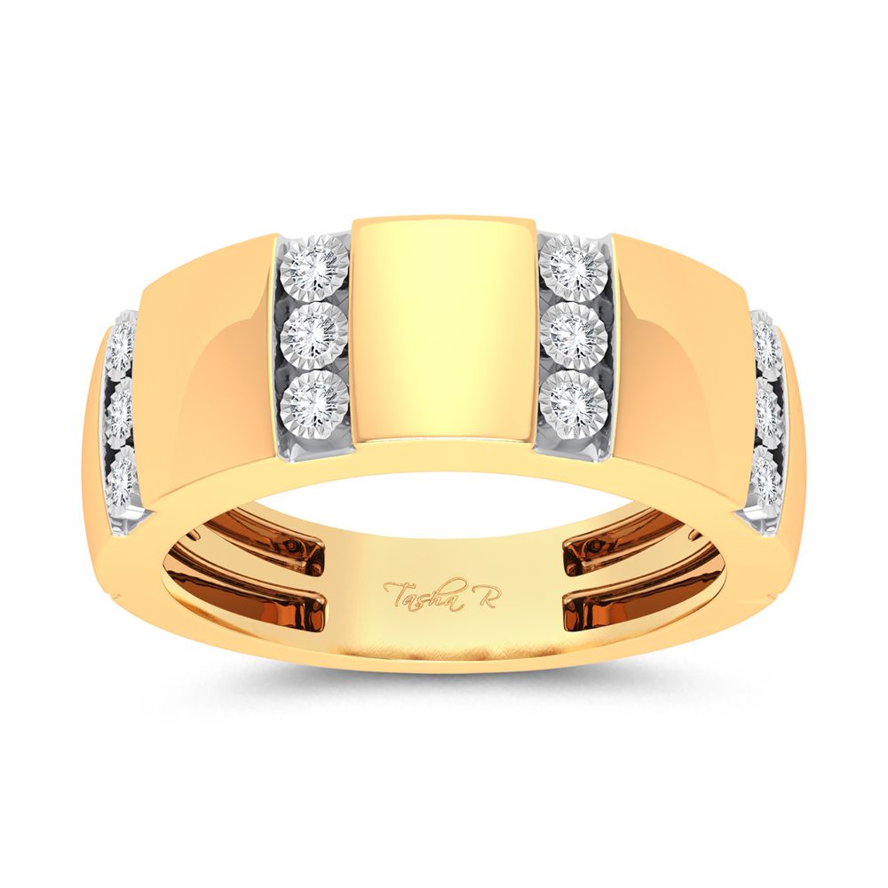 10K Yellow Gold Lab Diamond Mens Statement Ring