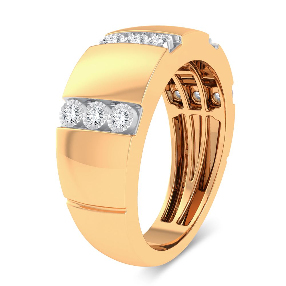 10K Yellow Gold Lab Diamond Mens Statement Ring