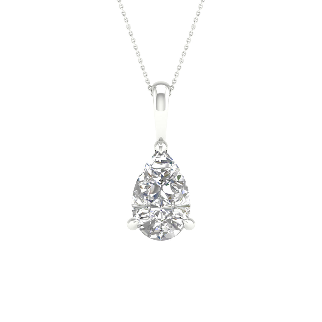 Brilliant 14K White Gold 1CT Lab Diamond Pendant for Her