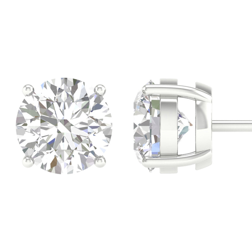 Certified 14K White Gold 1CT Lab Diamond Stud Earrings