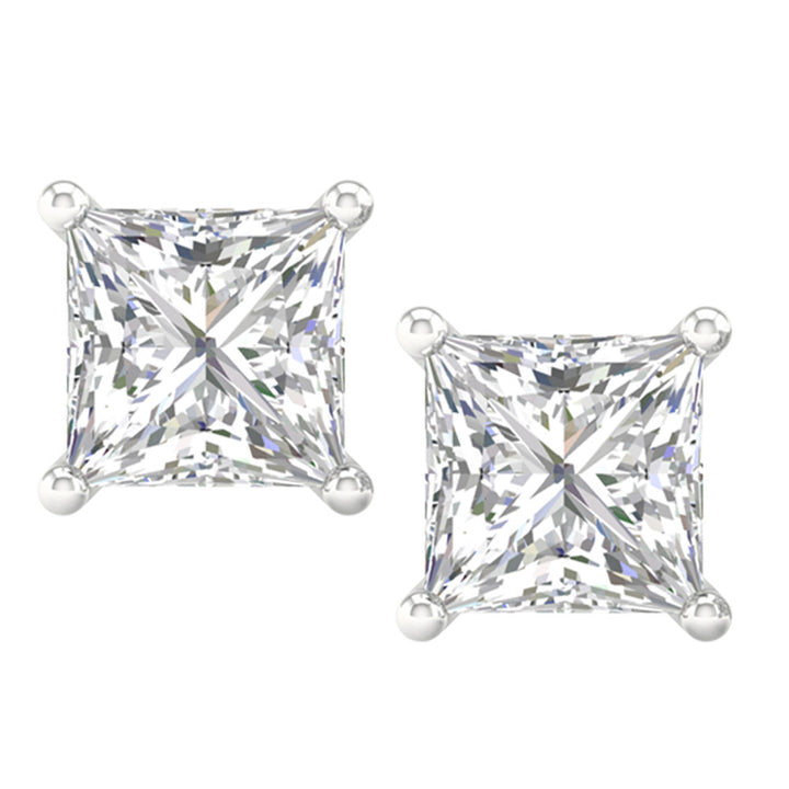 Brilliant 14K White Gold 1CT Lab Diamond Stud Earrings