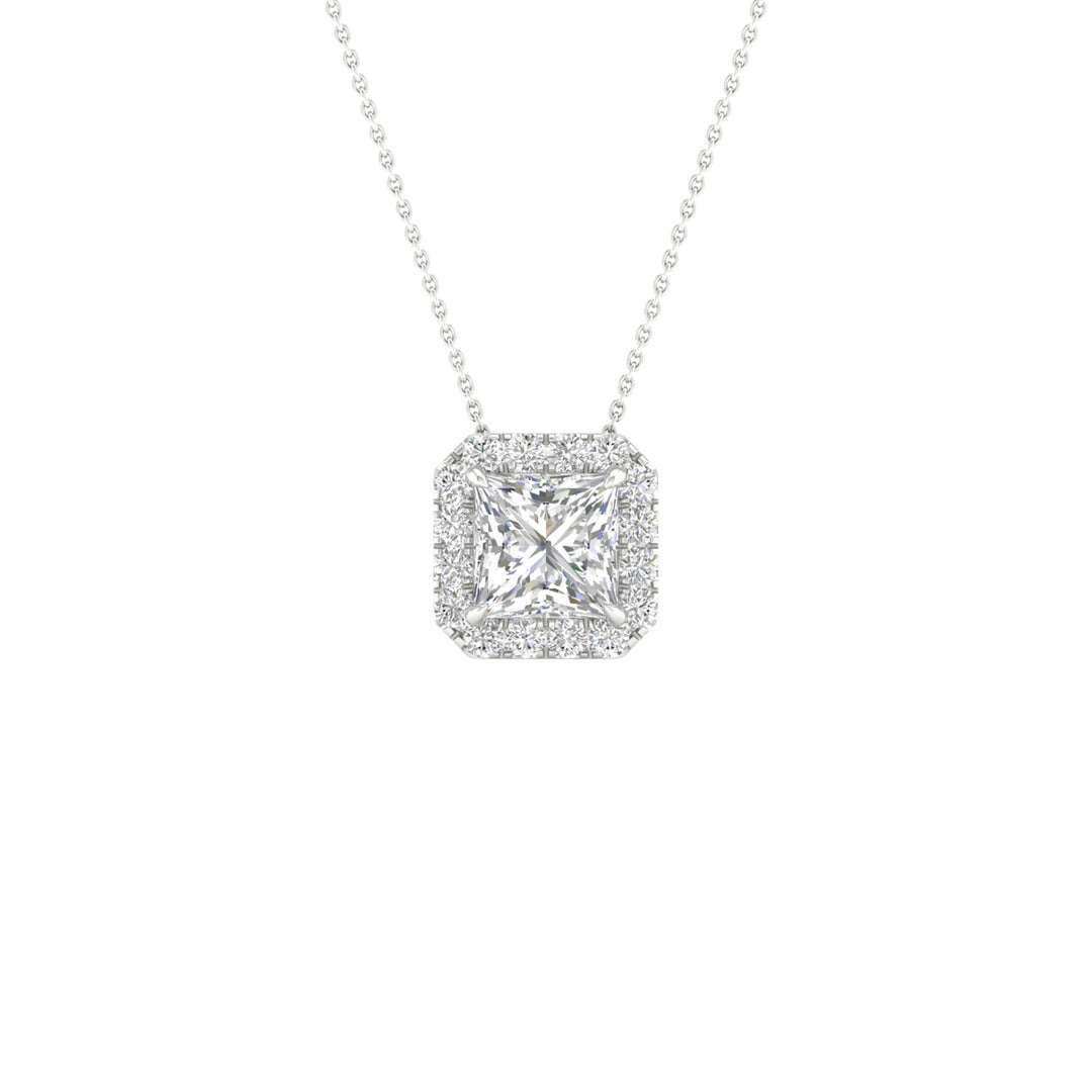 14k White Gold 1.13CT Lab Diamond Pendant - Certified Elegance