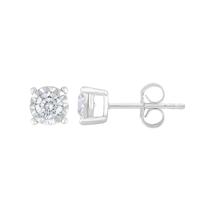10k White Gold Lab Diamond Stud Earrings - Timeless Elegance