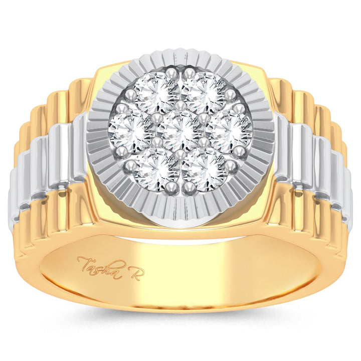 14K Yellow Gold 1ct Lab Diamond Mens Statement Ring