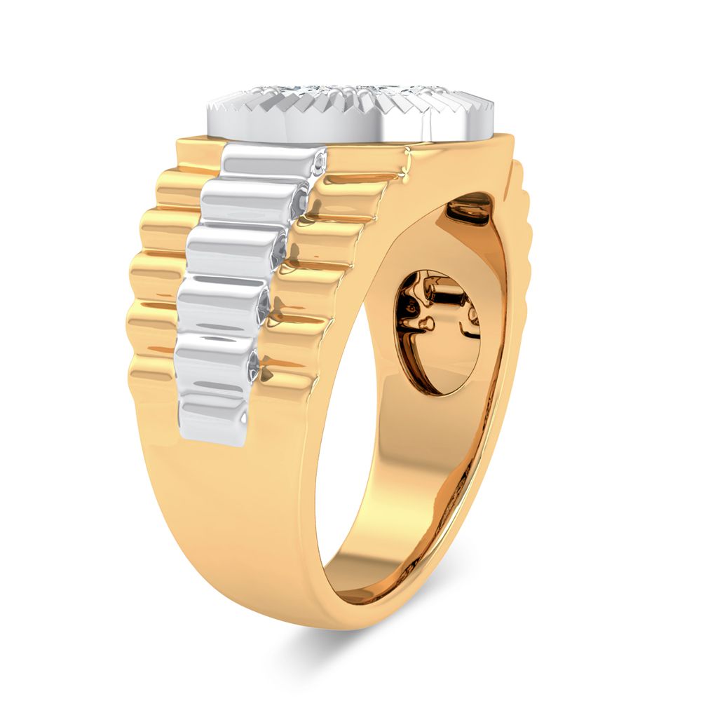 14K Yellow Gold 1ct Lab Diamond Mens Statement Ring