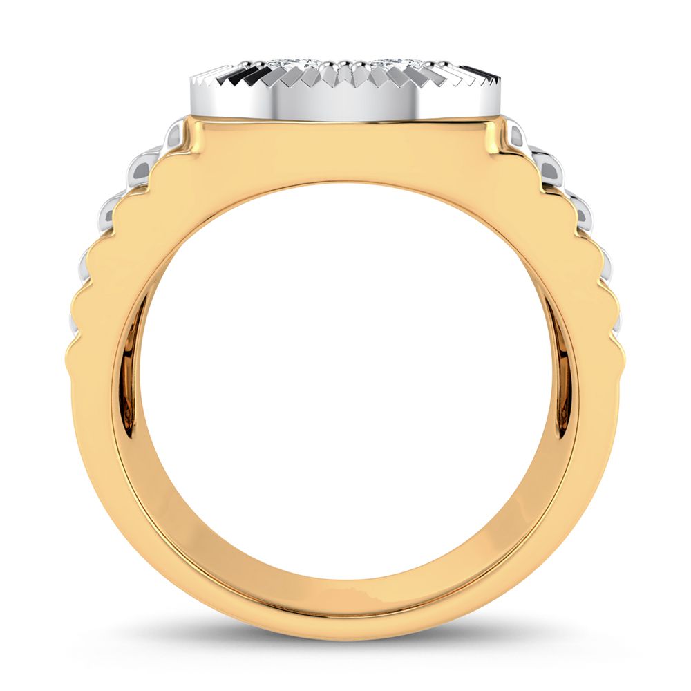 14K Yellow Gold 1ct Lab Diamond Mens Statement Ring