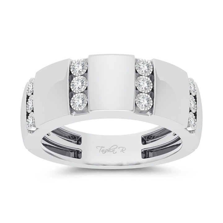 10K White Gold Lab Diamond Mens Statement Ring