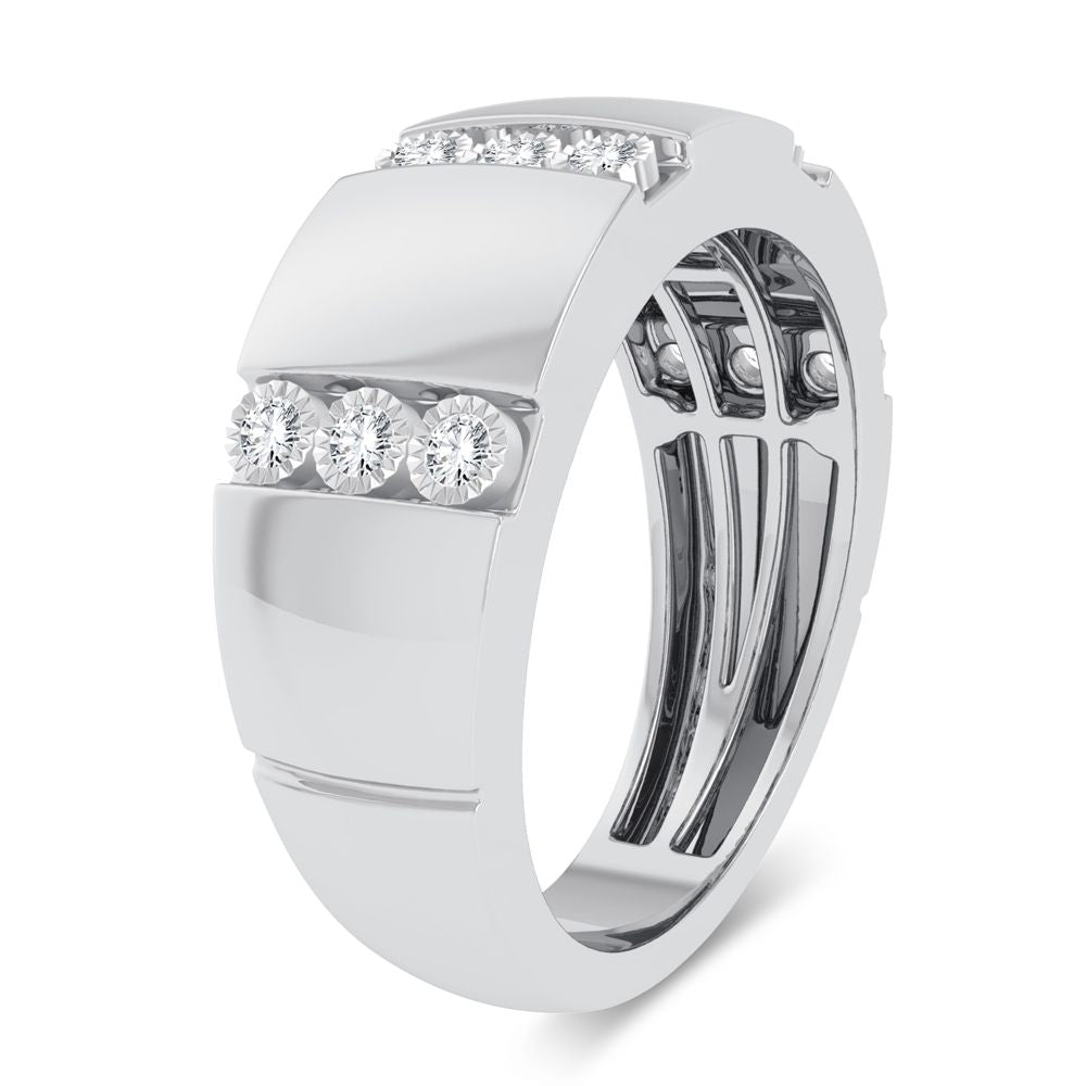 10K White Gold Lab Diamond Mens Statement Ring