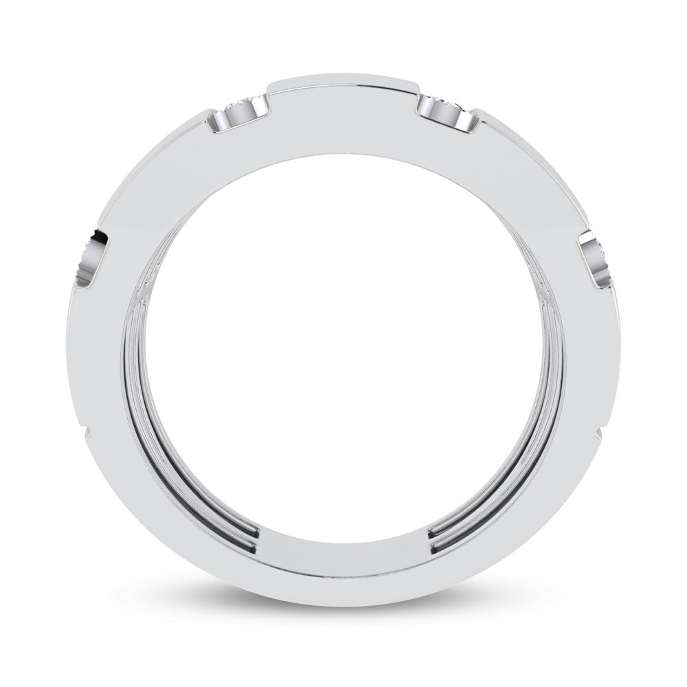10K White Gold Lab Diamond Mens Statement Ring