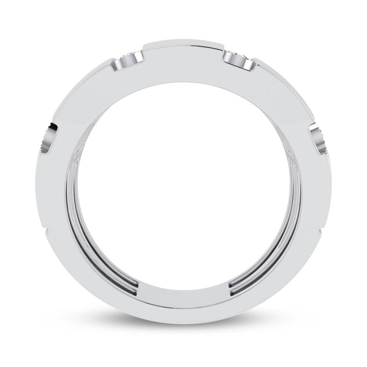 10K White Gold Lab Diamond Mens Statement Ring