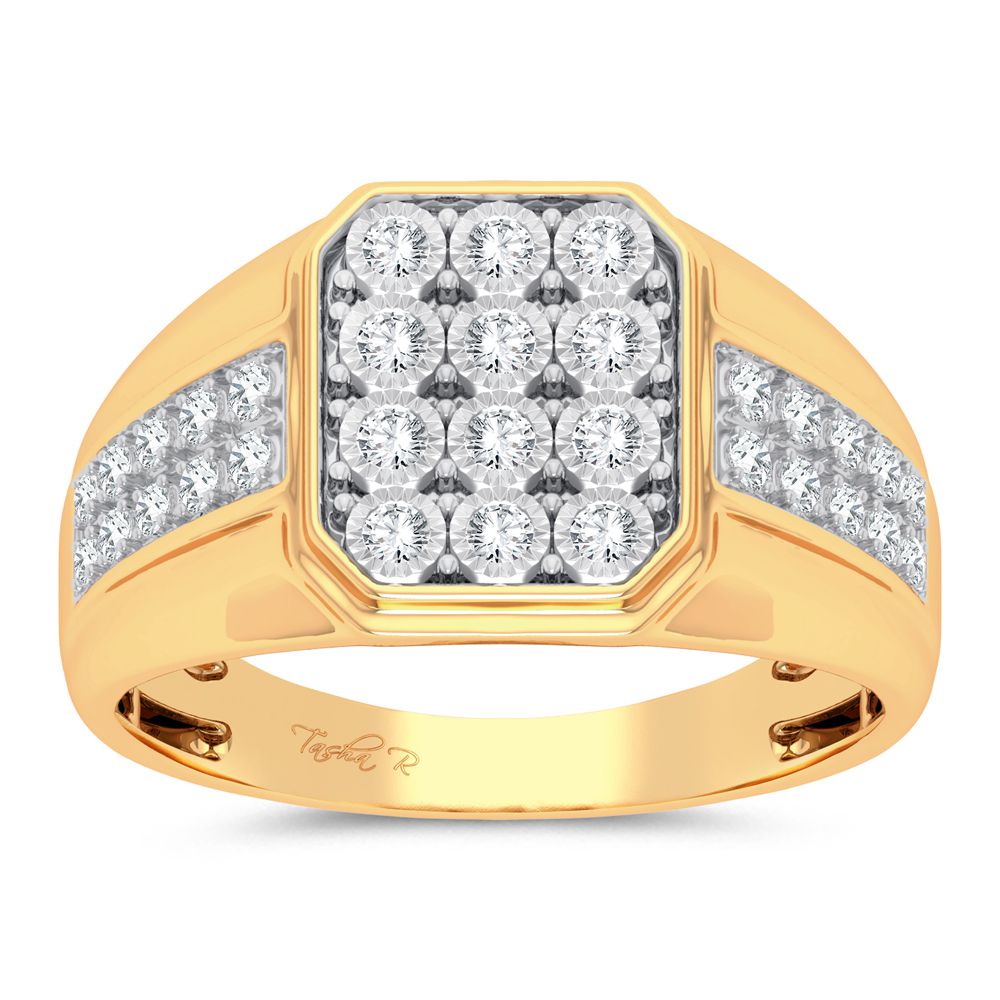Bold 10K Gold 0.20ct Lab Diamond Mens Wedding Band