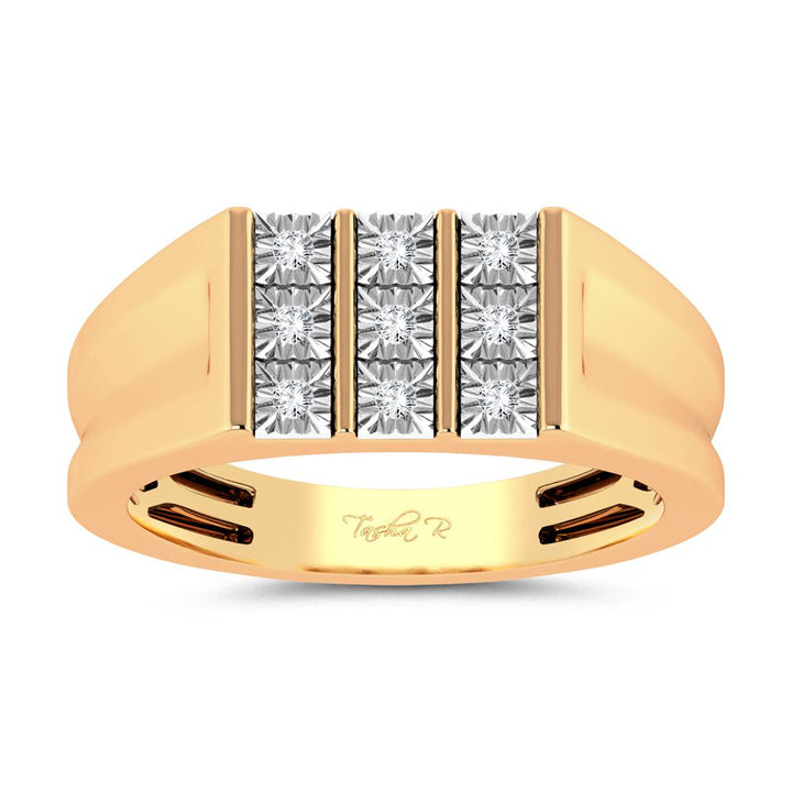 10K Yellow Gold Mens Lab Diamond Masculine Band Ring
