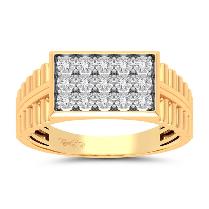 10K Yellow Gold Mens Lab Diamond Masculine Band Ring