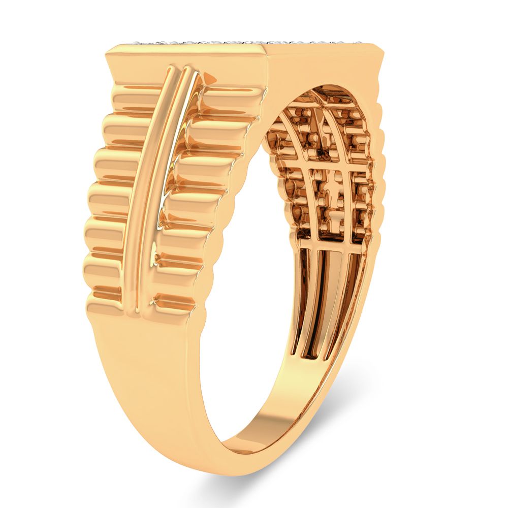 10K Yellow Gold Mens Lab Diamond Masculine Band Ring