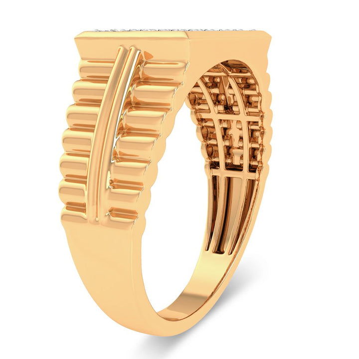 10K Yellow Gold Mens Lab Diamond Masculine Band Ring
