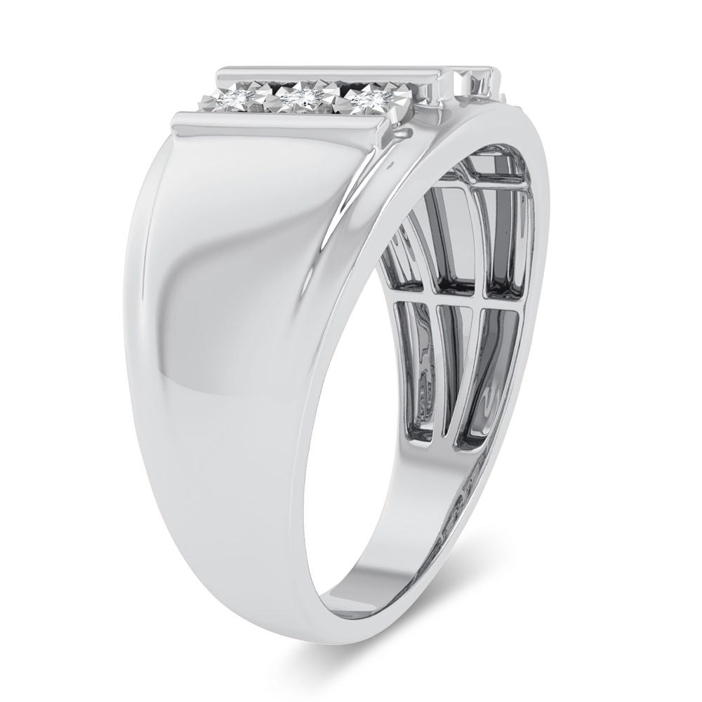 10K White Gold Lab Diamond Mens Statement Ring