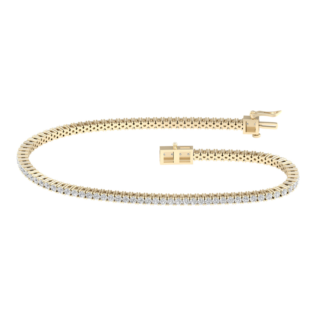14K Yellow Gold 2CT Lab Diamond Certified Womens Bracelet