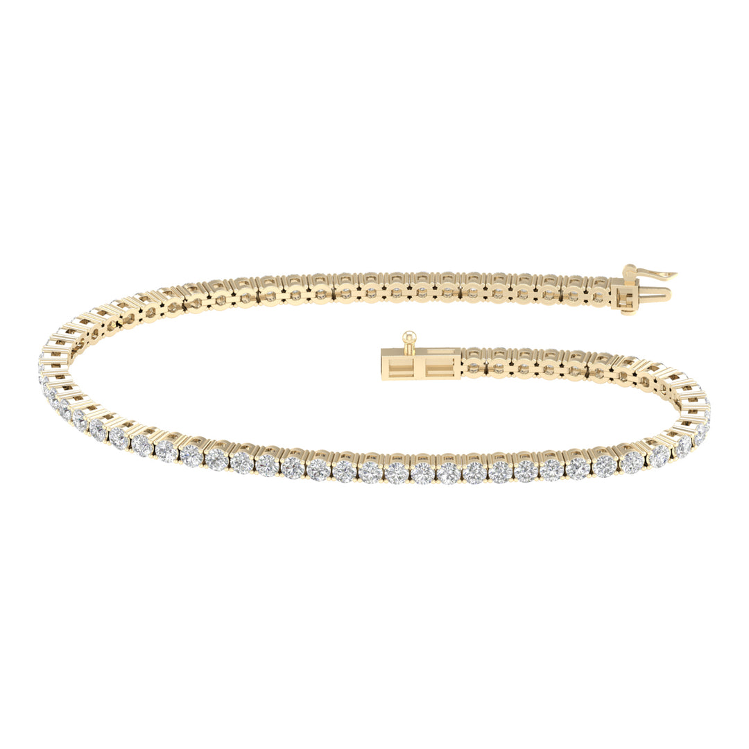 Luminous 14K Yellow Gold 4CT Lab Diamond Womens Tennis Bracelet