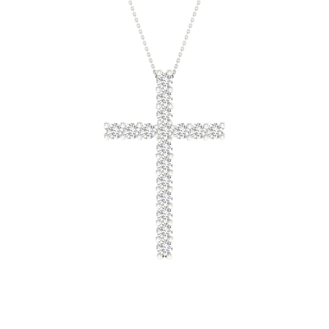 14K White Gold 0.50CT Lab Diamond Cross Pendant - Timeless Faith