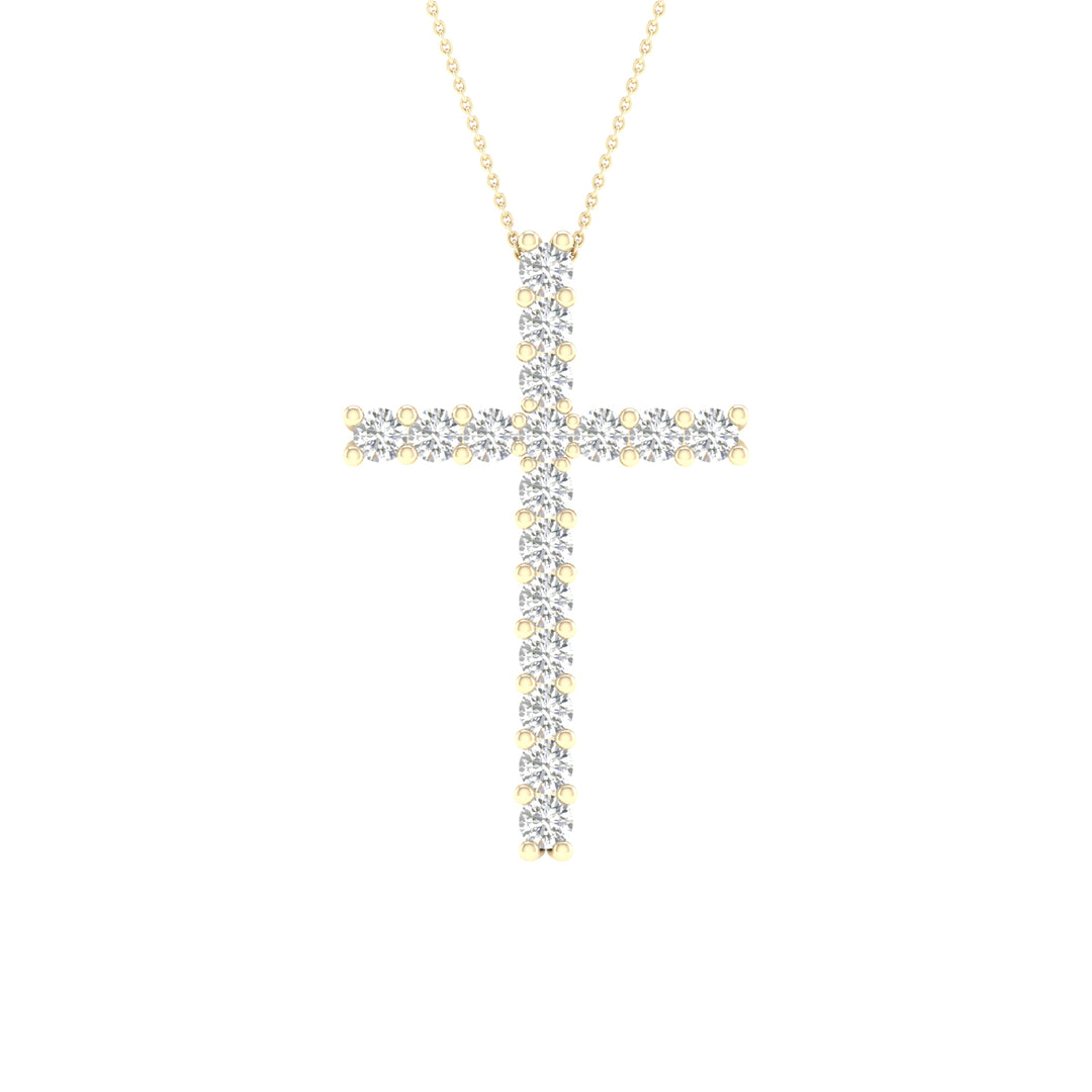 14K Yellow Gold Lab Diamond Cross Pendant - Timeless Faith
