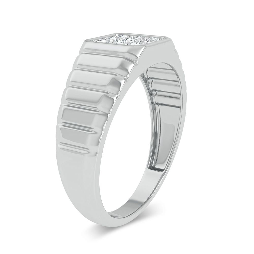 10K White Gold Lab Diamond Mens Statement Ring