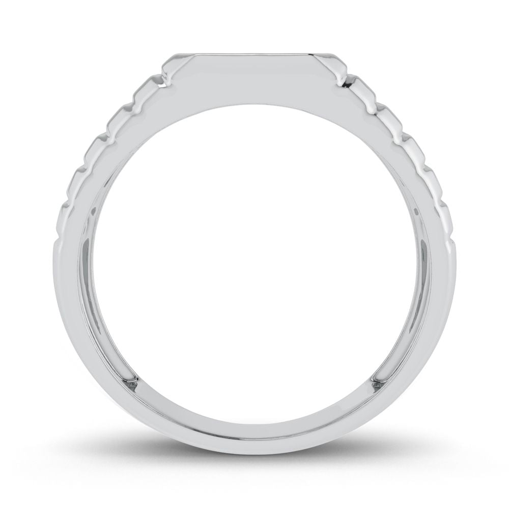10K White Gold Lab Diamond Mens Statement Ring