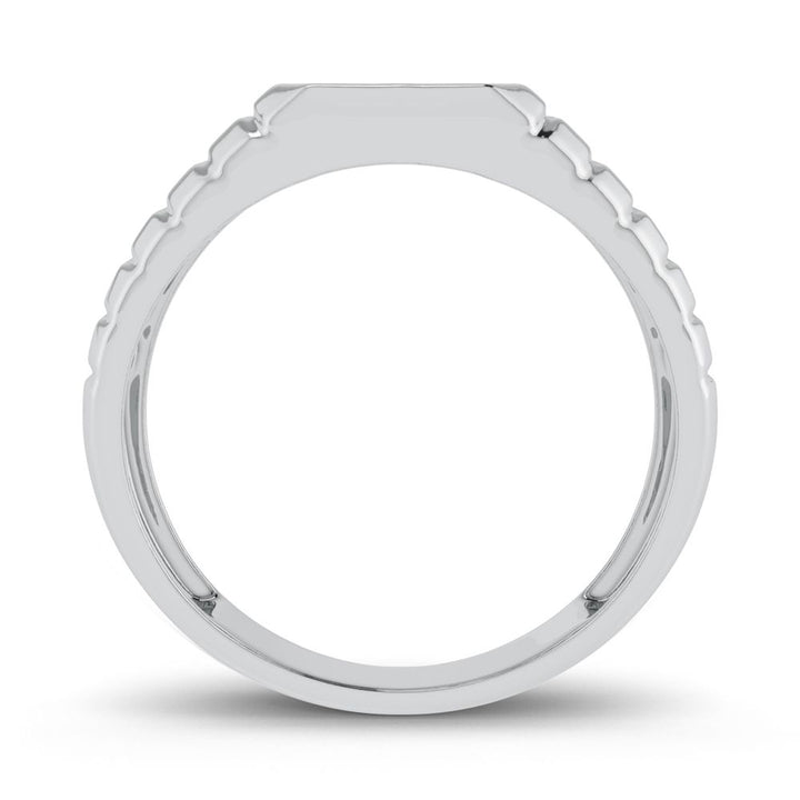 10K White Gold Lab Diamond Mens Statement Ring